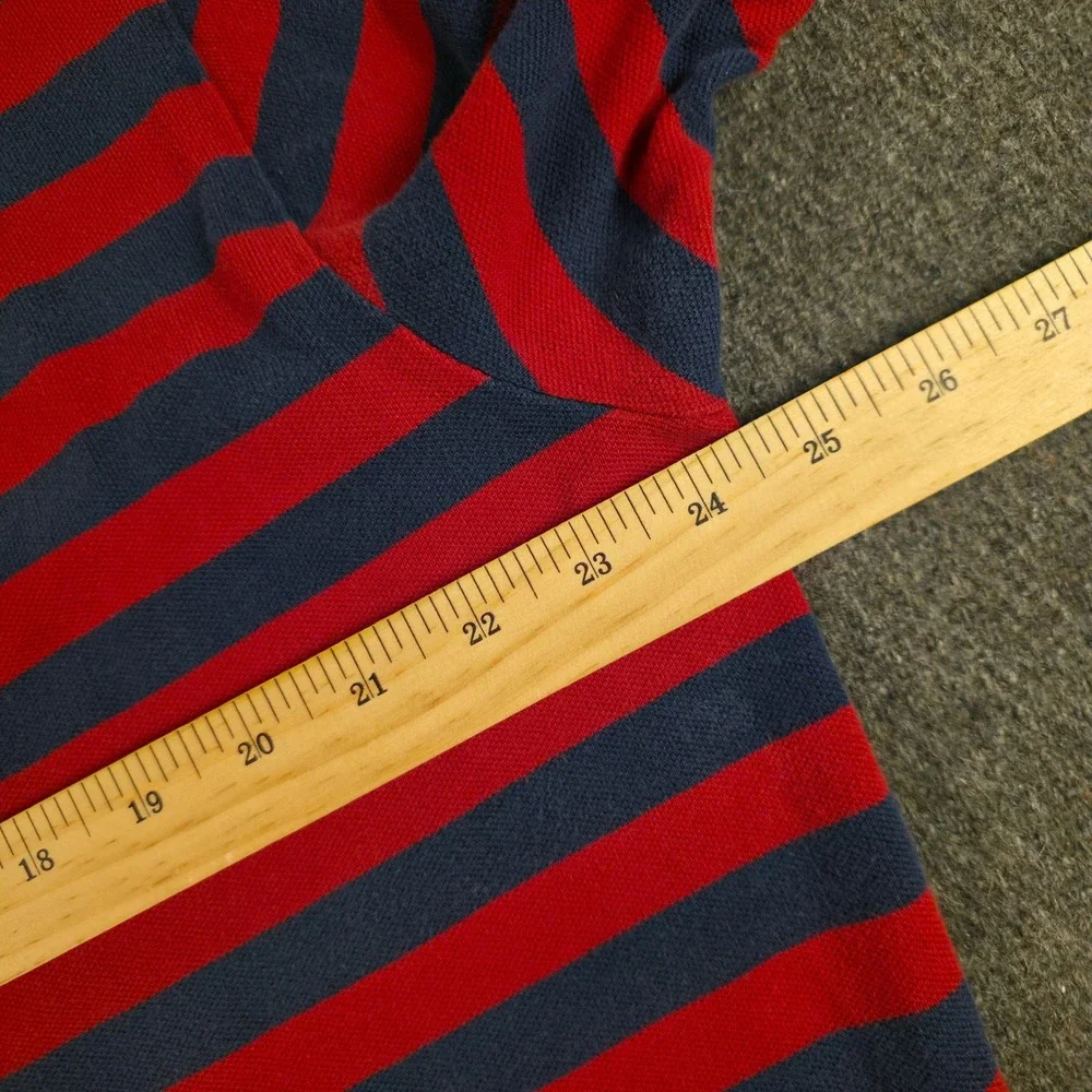 VTG Polo Ralph Lauren Polo Shirt Mens XL Navy Red Striped Pony Classic Fit Pique